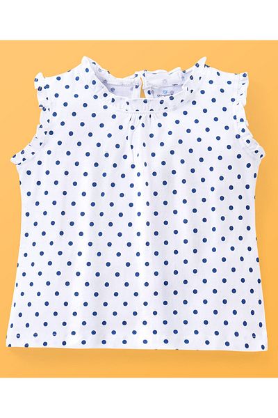 Ollington St. Ollington St. Cotton Knit Sleeveless Top & Shorts Polka Dot Print - White & Blue