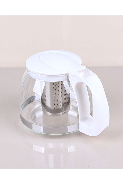 Kapris 1250 Ml Çelik Süzgeçli Cam Demlik Beyaz 8883