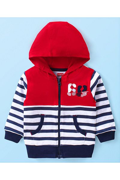 Babyhug Cotton Knit Full Sleeves Striped Hoodie With T-Shirt & Lounge Pants - Multicolor
