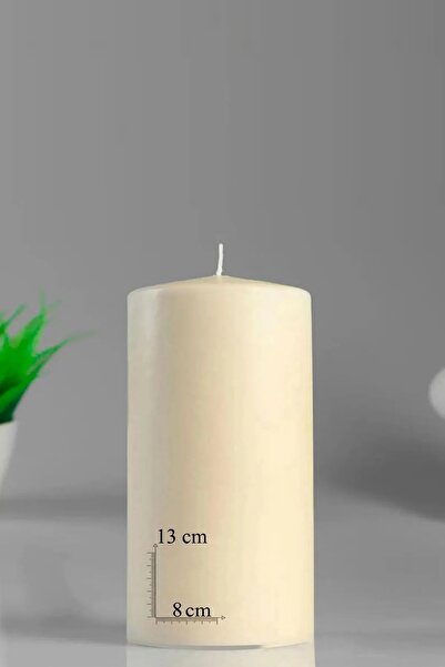 Paşa Cam Silindir Kütük Mum Krem Lavanta Kokulu Genişlik 8 Cm - Yükseklik  13 Cm