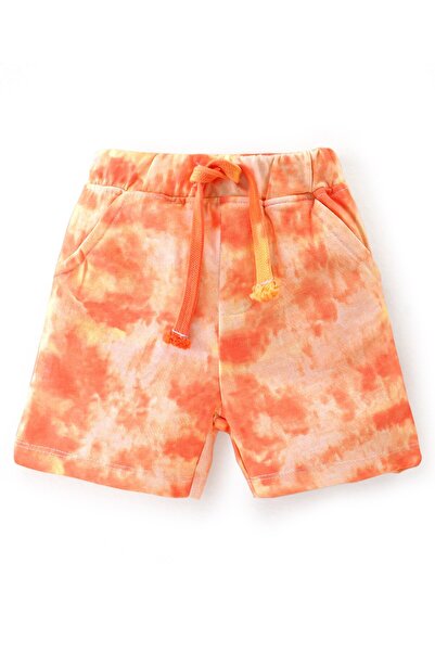 Babyhug Babyhug 100% Cotton Knit Single Jersey Half Sleeves T-Shirt & Shorts Tie & Dye Beach Print - Orange