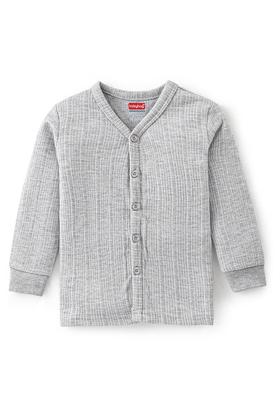 Babyhug Babyhug Thermal Full Sleeves Solid Vest & Pajama Set - Light Grey