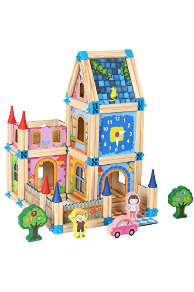 Floopy Set de constructie din lemn, Micul Arhitect, 128 piese, Beilaluna Toys