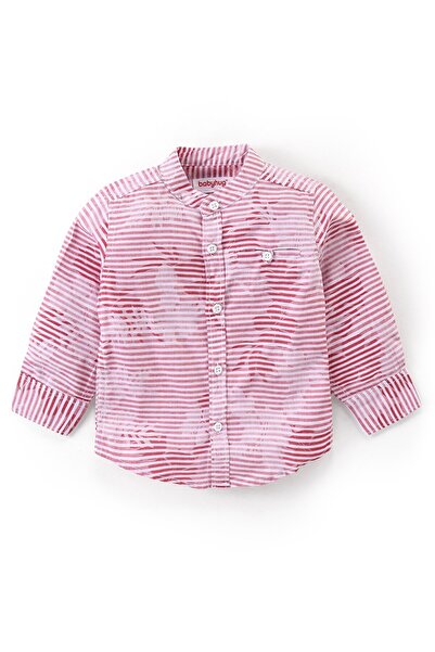 Babyhug Babyhug Full Sleeves Jacquard Striped Shirt and Denim Jeans - Multicolor