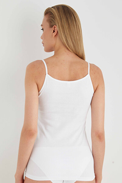 Sevim Kadın 2'li Ribana likralı Dantelli Atlet