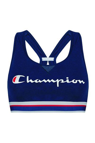 Champion Women Brand Logo Non Padded Sports Bra, Navy Blue
