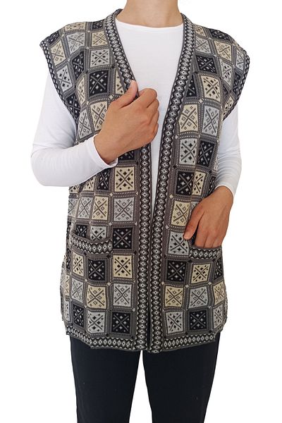 ABVEV Colorful Patterned Stylish Mother's Vest with Pockets - Modern Gathering Elegance
