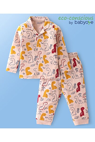 Babyoye بدلة نوم بأكمام كاملة من القطن بنسبة 100% من Babyoye مع لمسة نهائية م...