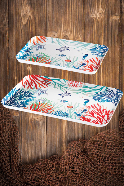 nazen Mimhome Tepsi Seti /2 Parça Akvaryum:hediyelik Ev Mutfak Salon,çay Kahve Servisi,ikram Tepsisi