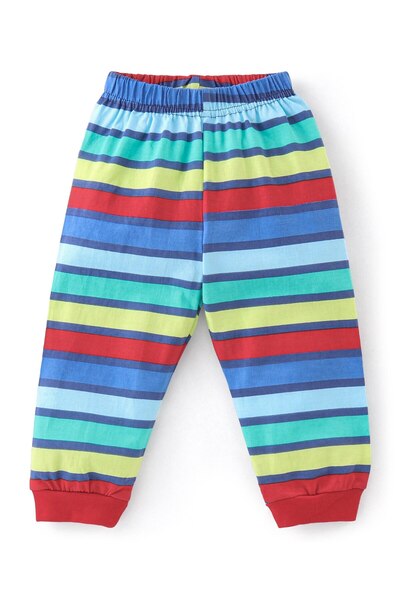 Babyhug Babyhug Cotton Knit Full Sleeves Night Suit With Text Print - Red