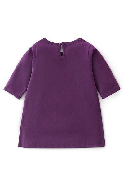 Babyhug Babyhug Cotton Knit Three Fourth Sleeves Baby Gown With Rainbow & Butterfly Print - Purple