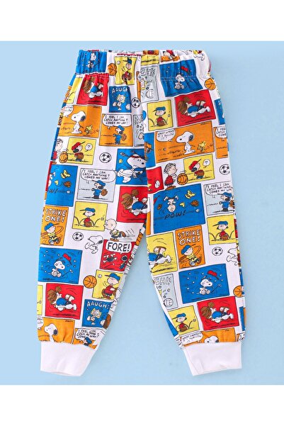 Babyhug Babyhug Cotton Knit Full Sleeves Night Suit With Snoopy Print - Blue & White