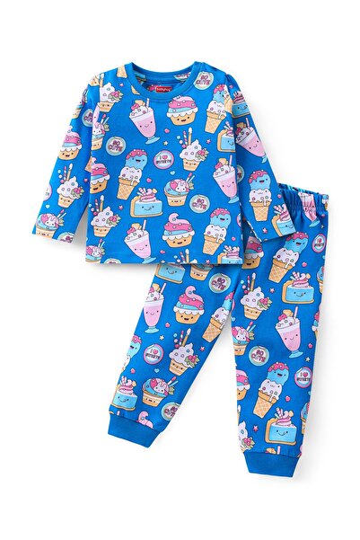 Babyhug بدلة نوم بيبي هاج قطنية محبوكة بأكمام طويلة مطبوعة بآيس كريم - أزرق