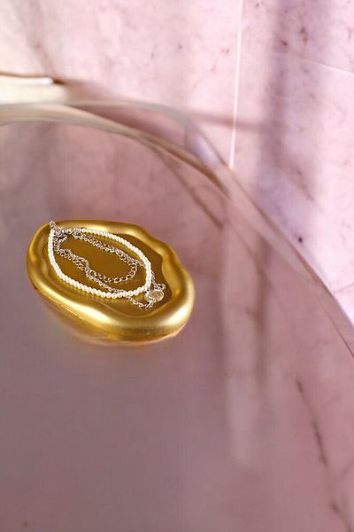 Evene Gold Colored Makeup and Cosmetic Organizer - Decorative Plate Model 18