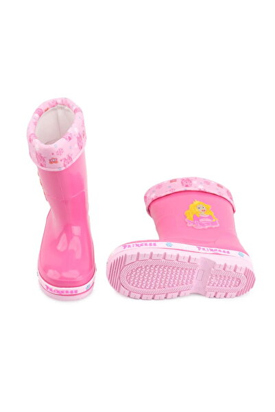 GEZER Kışlık Kız Çocuk Su Geçirmez Içi Sıcak Astarlı Fuşya Yağmur Çizme