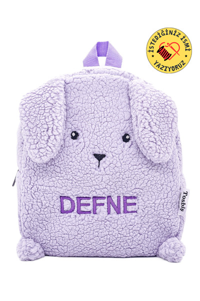 Tosbiş [ İSTEDİĞİNİZ İSMİ YAZIYORUZ ] Tavşan Lila (FİGÜR+İSİM) 0-8 Yaş Çocuk Sırt Çantası, Anaokulu - kreş