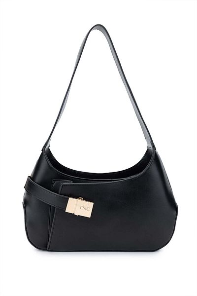 Tamer Tanca Women's Vegan Black Leather Shoulder Bag
