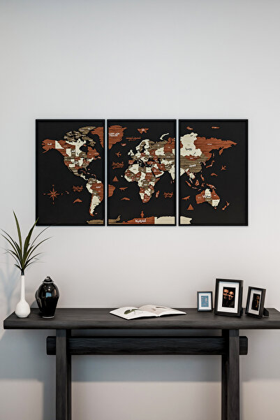Colorfull Worlds 3D Multi-Layer Framed Arabic World Map Table - Home Office Gift Wall Decoration