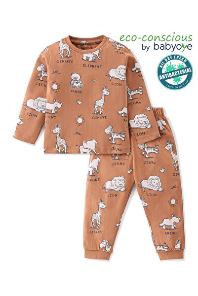Babyoye بدلة نوم مطبوعة بنمط سفاري من Babyoye مصنوعة من القطن بنسبة 100% بأكم...