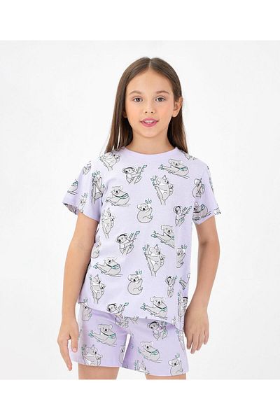 Primo Gino Primo Gino All Over Koala Printed Night Suit - Lavender