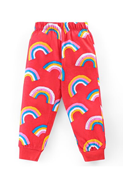 Babyhug Babyhug Cotton Knit Full Sleeves Rainbow Printed Night Suit - Red