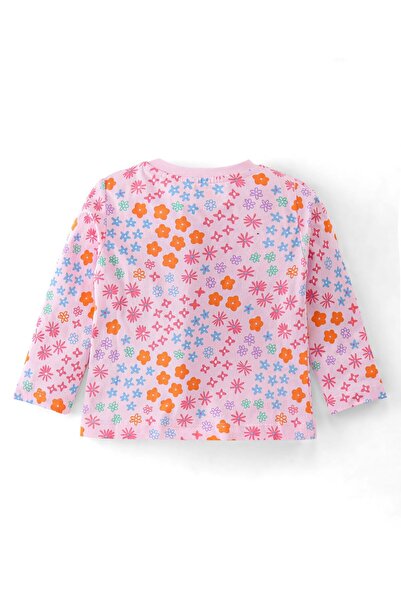 Babyhug Babyhug Cotton Knit Full Sleeves Night Suit With Star Print - Pink