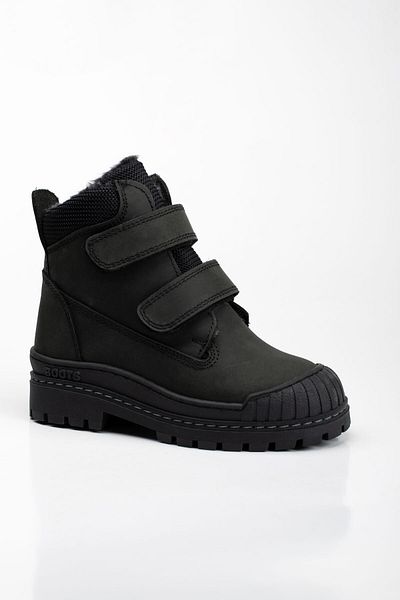 Süperland Unisex Μαύρες Γνήσιες Δερμάτινες Παιδικές Μπότες
