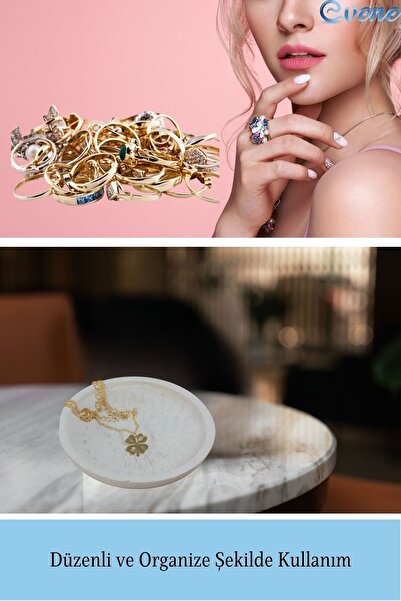 Evene Dekoratif Kase Beyaz Renk Takı Kutusu Yüzük Kolye Kutusu Mum Tabağı Takı Organizeri Model 6