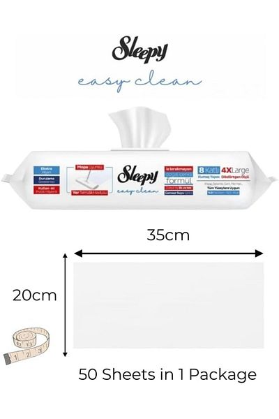 Sleepy Easy Clean Mop Compatible Cleaning Wipes, 50 Sheets | Bleach