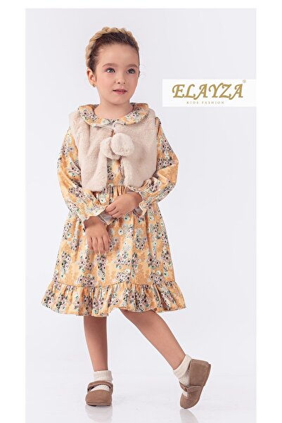 Elayza BOLEROLU ÇİÇEK DESENLİ KIŞLIK KIZ ELBİSESİ