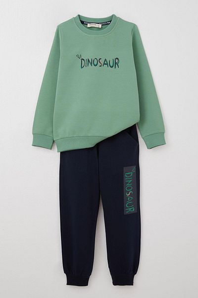 Breeze Σετ αθλητικής φόρμας για αγόρι 3-8 ετών - Dinosaur print, Mint Green