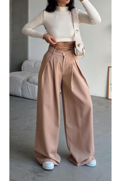 mydukkan.co بنطال ذو لون حجري وطبقة أمامية وأربطة