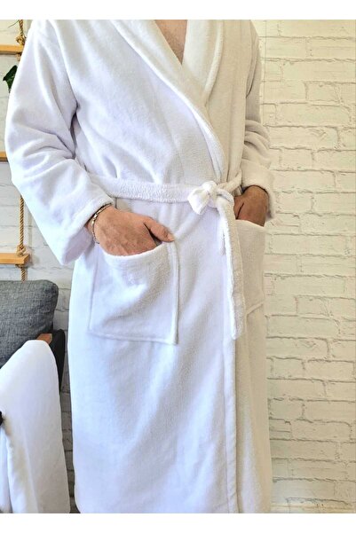 Alpar Tekstil Unisex Βαμβακερή μαλακή πετσέτα - Γυναικεία, Ανδρικά, Εφηβικά - Μπουρνούζι Mayer / Λευκό