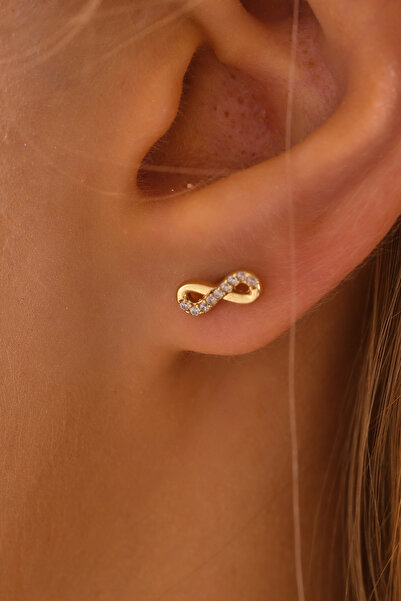 MOOM MÜCEVHERAT 14 Ayar Altın Tragus Küpe Sonsuzluk Vidalı