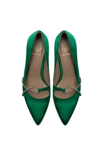 Desa Women's Green Satin Stone Stiletto