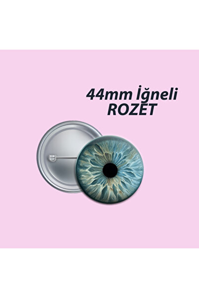 Mavi Göz 44mm İğneli Buton Rozet - Okul Çanta Süsü