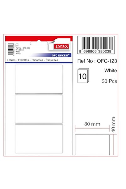Tanex Ofc-123 (80 mm* 40 mm) Etichetă albă pentru birou - (5 pachete)