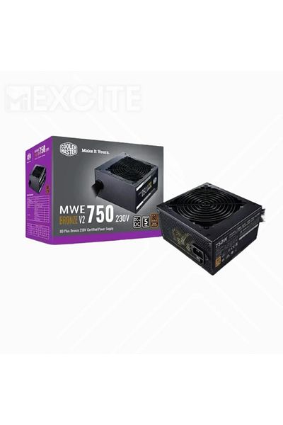 Cooler Master MWE 750 Bronze V2 230v, 80 Plus Bronze, Non-Modular Power Supply – Black