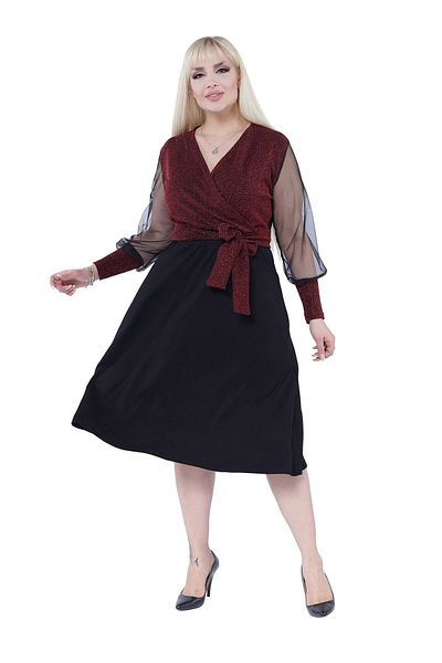 modayız Διπλό γιακά Glittery Chic Plus Size Φόρεμα 5a-2301