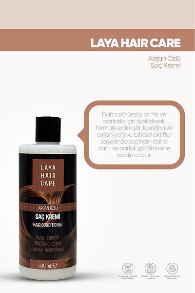 laya hair care Anti-Shedding and Supporting Hair Growth Conditioner with Argan Oil Extract and Natural Ingredients Vegan 400 ml