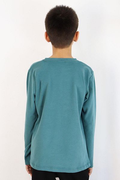 Breeze Tricou cu mânecă lungă pentru băiat cu text imprimat 6-12 ani, verde petrol