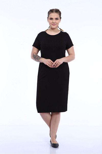 modayız Kısakol Μαύρο Φόρεμα Plus Size με τσέπες 29e-1797