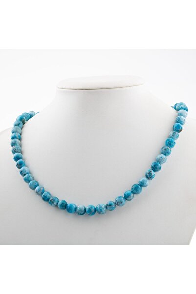 OSMANLI DOĞAL TAŞ Buz Mavizi Apatit 8 Mm Dizi Doğal Taş Kolye