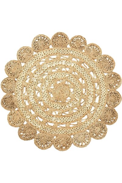 Cool Halı Stew Ca-105 Natural Beyaz Yuvarlak Jüt Halı El Dokuma Hasır Dekoratif Jüt Örgü Halı Jüt Kilim (Son)