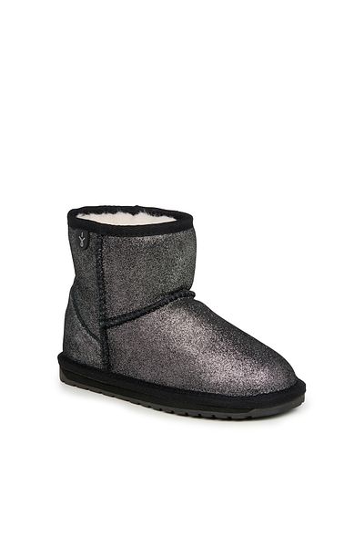 EMU Australia Wallaby Mini Metallic Kids Boots Black Girls Boots K11856