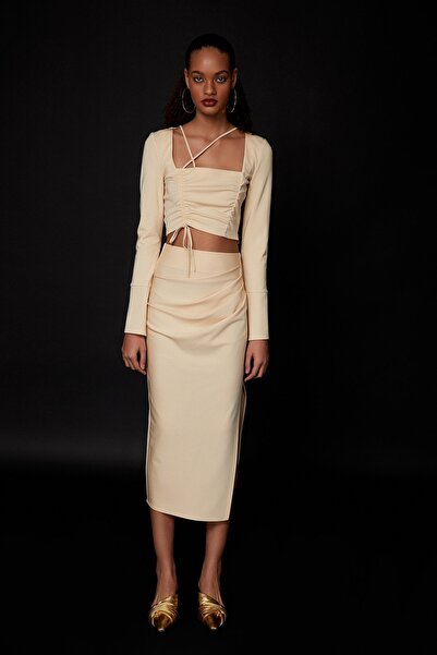 rue Бюстгальтер з деталями Екру Кроп-топ