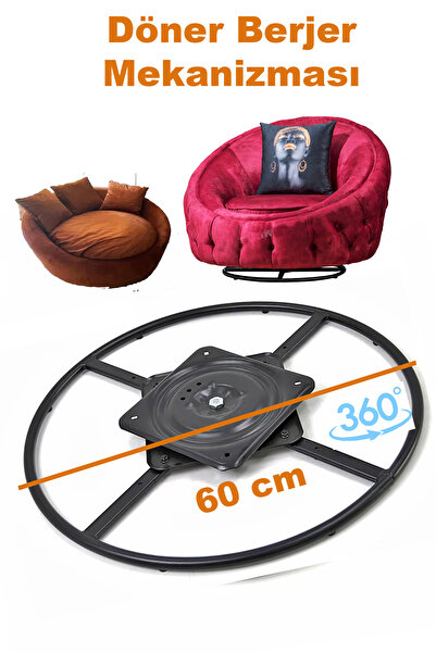 LOVİSSE HOME Tekli Koltuk Berjer Tablası 360 Derece Döner Koltuk Mekanizma