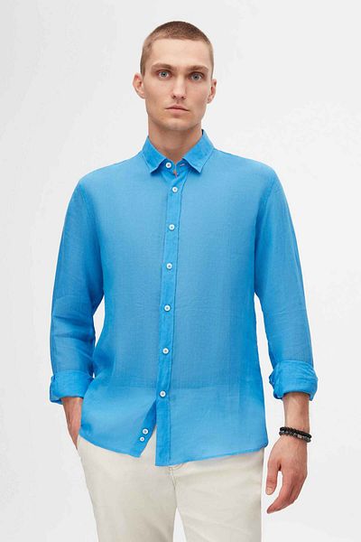 Tween Cămașă slim fit albastru regal 100% in