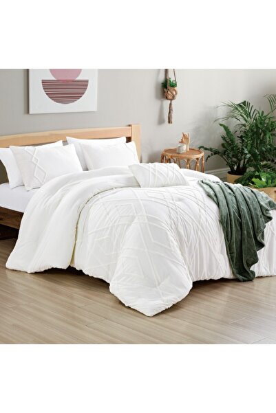 White Chalean طقم أغطية سرير من الألياف الدقيقة باللون الوردي الفاتح بحجم كوي...