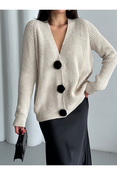 Laluvia Stone Premium Floral Buttoned Cardigan - 4511
